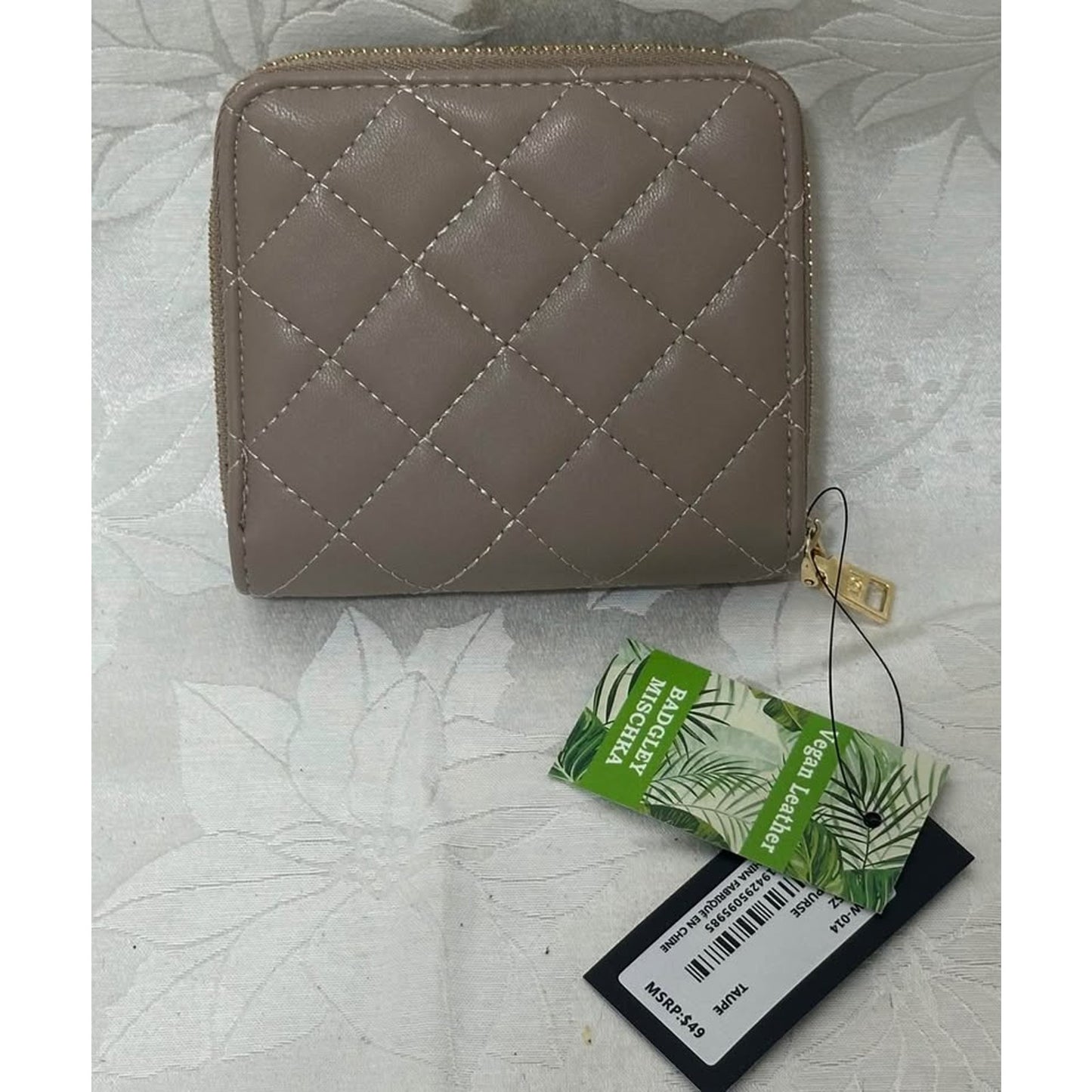 NEW Badgley Mischka Vegan Leather Wallet taupe. B134