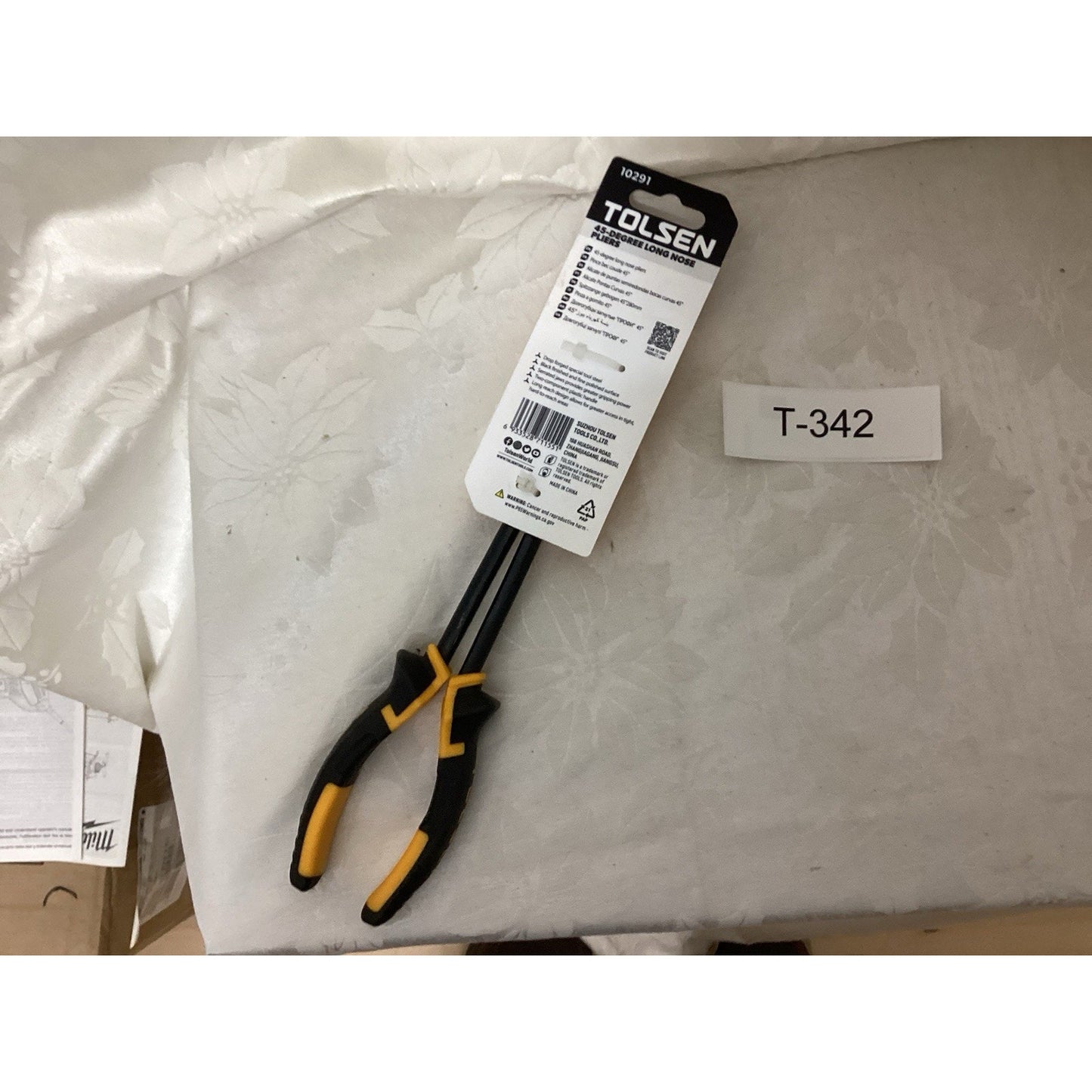 TOLSEN 10291 45-Degree Long Nose Pliers 11 in Steel Cushion Grip T342