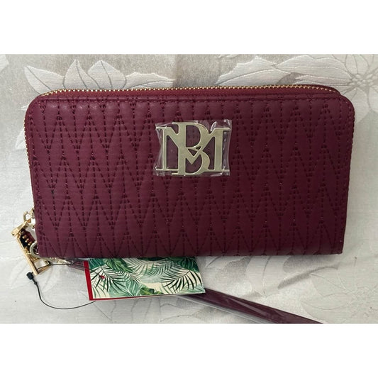 NEW BADGLEY MISCHKA LONG Wall w Phone Poc & Wrist wine. B136