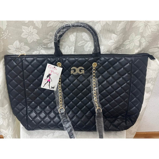 Gilda Paris Black Quilted Tote Bag Ex large. B146