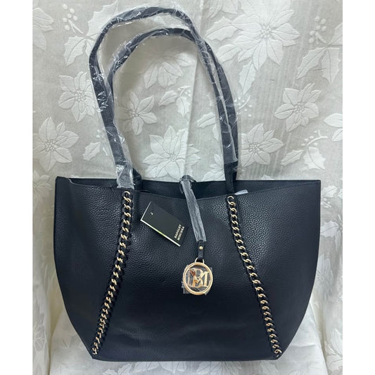 Badgley Mischka Black Pebbled Leather Tote Bag. B159-9080