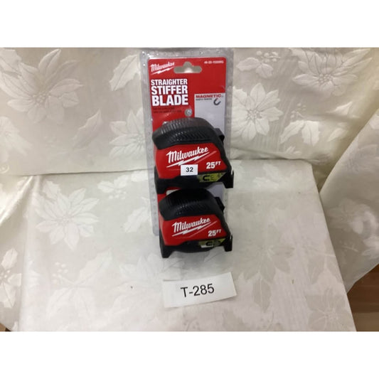 2 Milwaukee 25ft Magnetic Tape Measures - Straighter Stiffer Blade T-285
