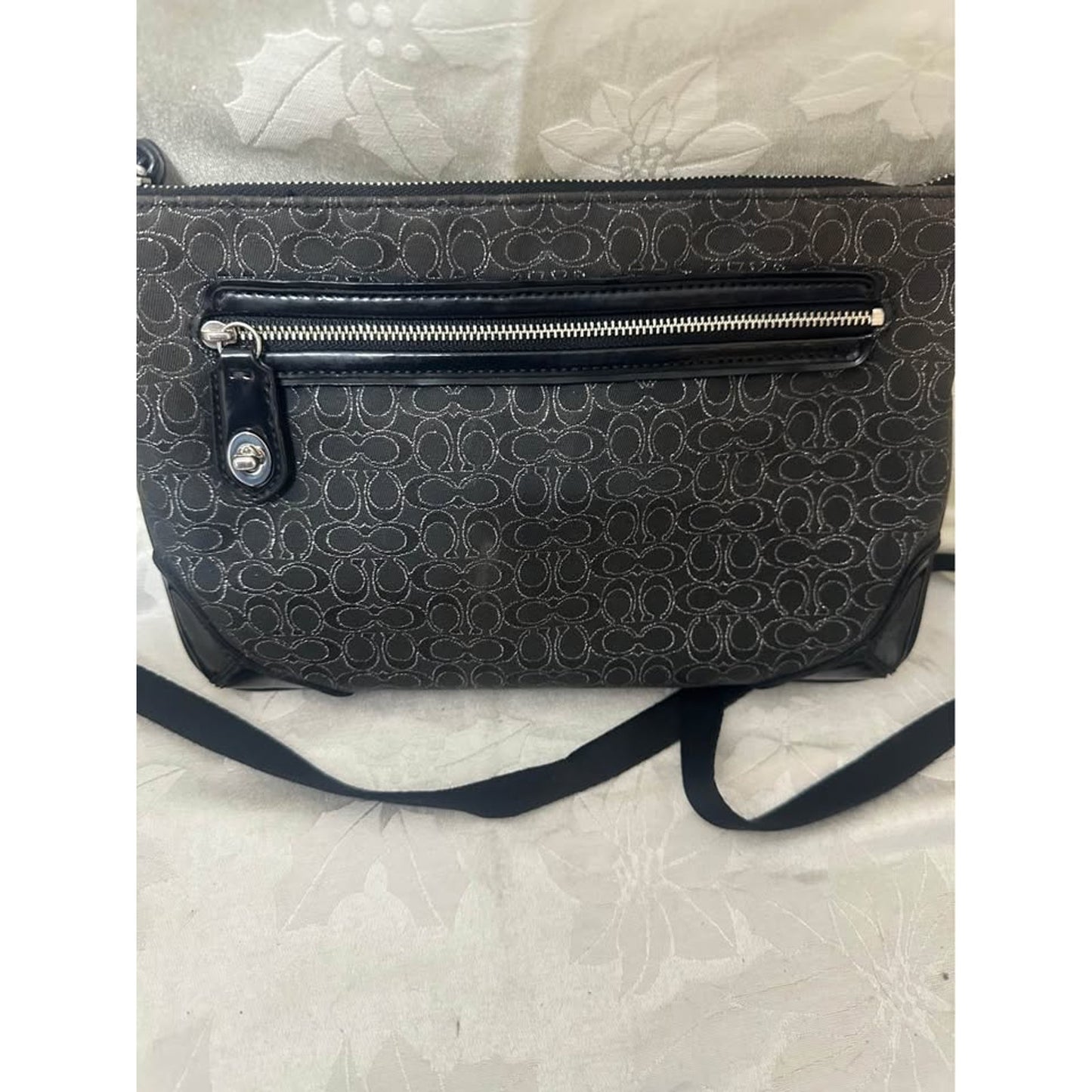 Pre-loved Coach Black Silver Signature C Crossbody Bag B-316