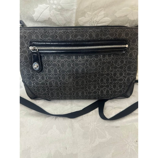 Pre-loved Coach Black Silver Signature C Crossbody Bag B-316