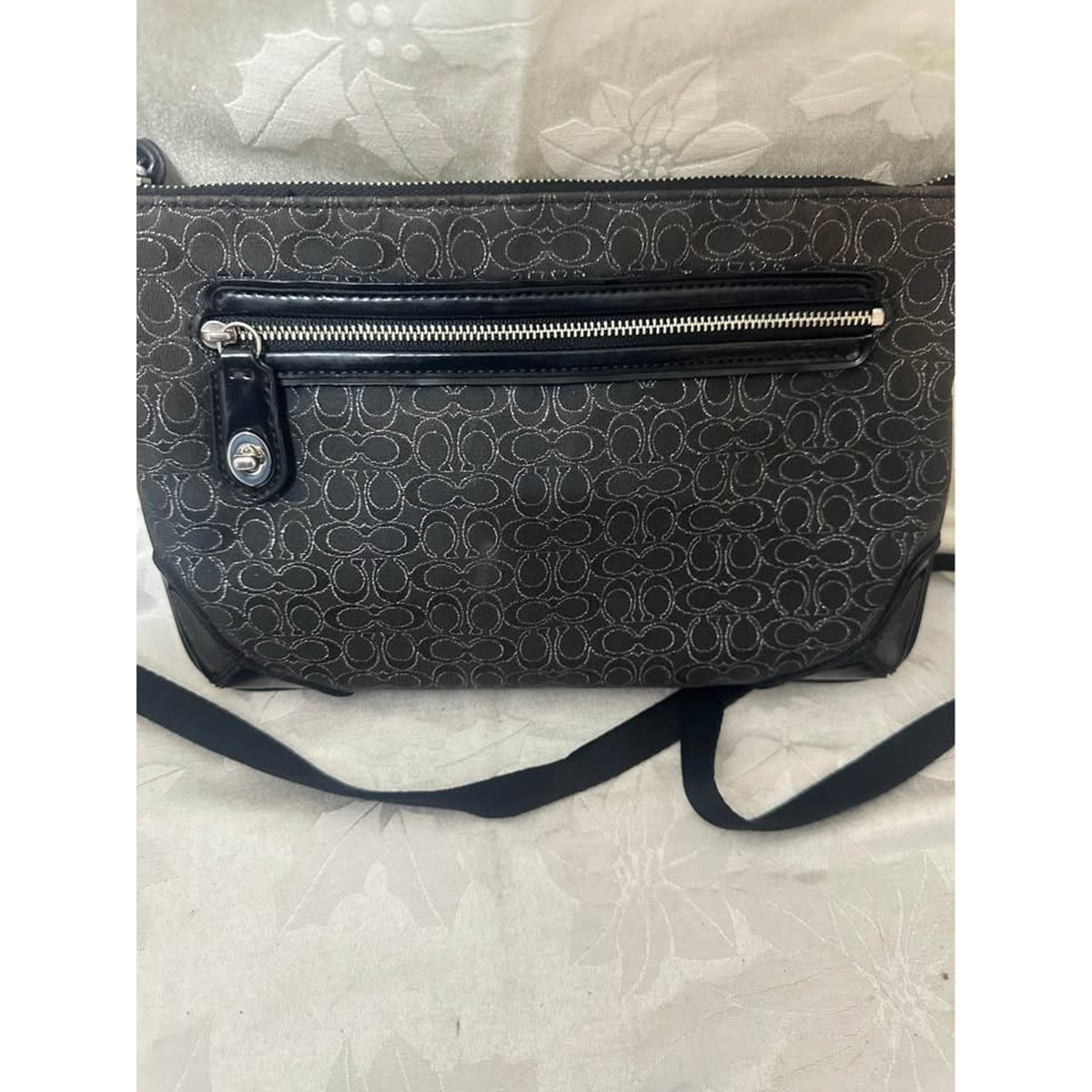 Pre-loved Coach Black Silver Signature C Crossbody Bag B-316