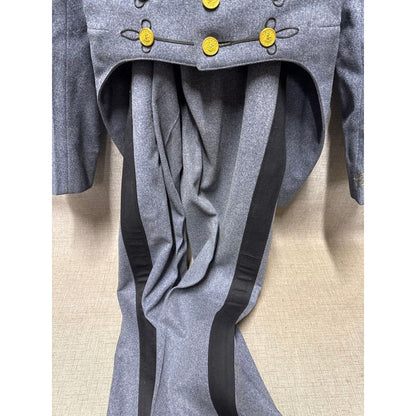 Gray Military-Style Dress Uniform Jacket w/ Brass Buttons & Sleeve Chevrons