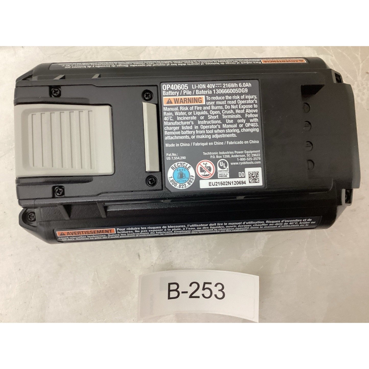 Ryobi 40V 6Ah Lithium-Ion Battery OP40605 Black Power Tool Replacement T348