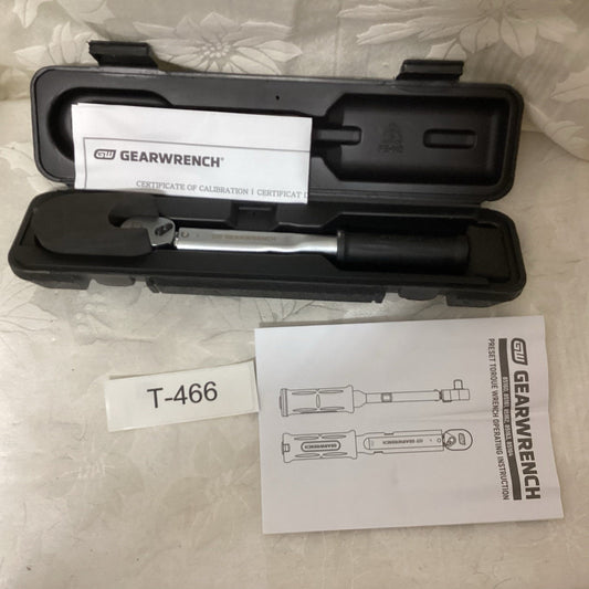 NEW GearWrench 3/8" Fixed Head Preset Torque Wrench 7-37 FT-lb 85162 T-466