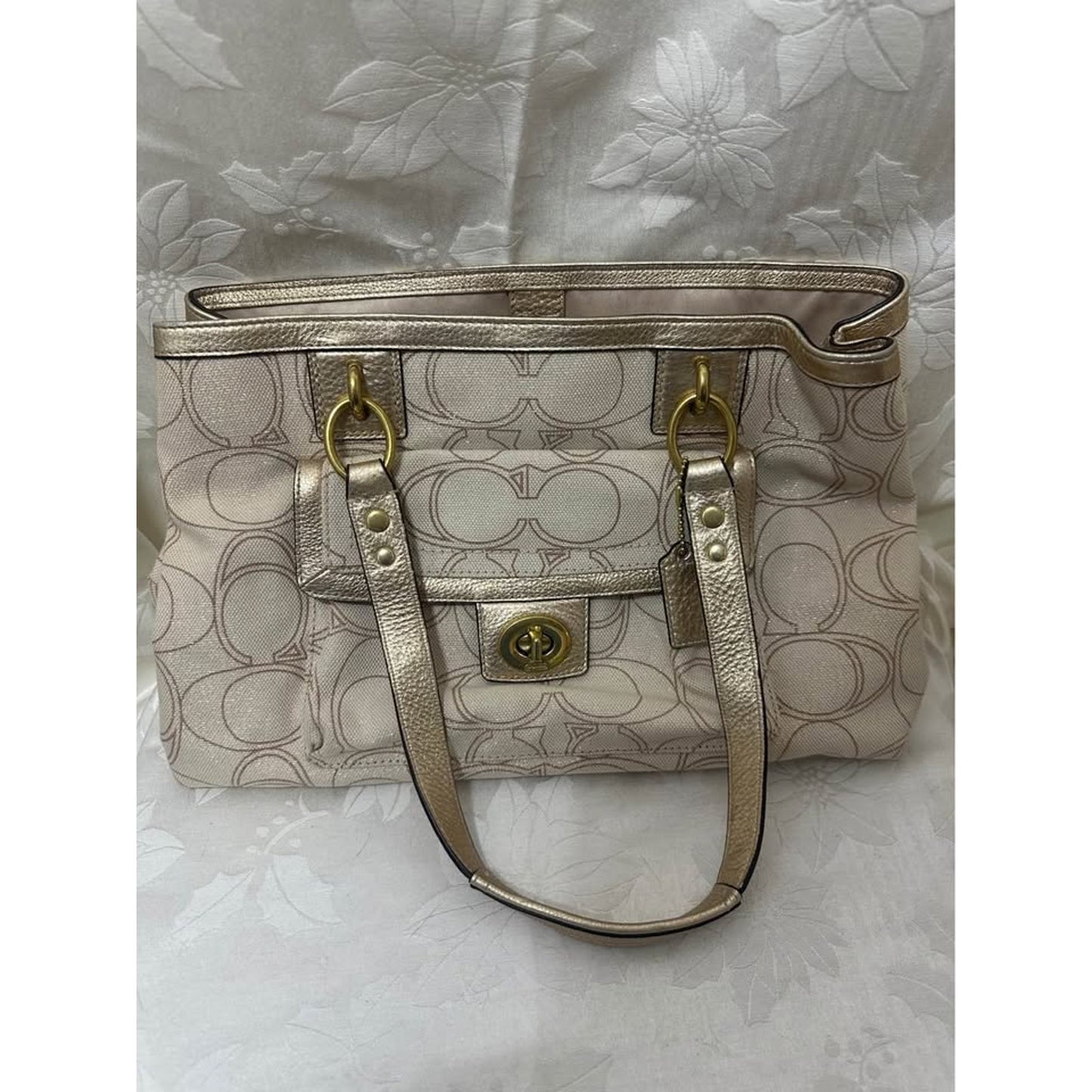 Pre-loved Coach Signature C Metallic Gold Tote Bag. B287
