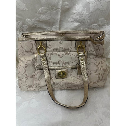 Pre-loved Coach Signature C Metallic Gold Tote Bag. B287