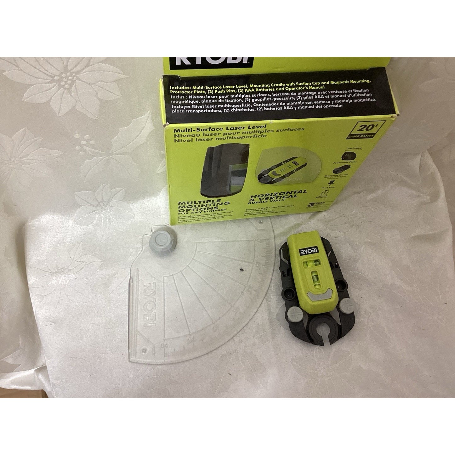 Ryobi ELL1750 Multi-Surface Laser Level, Horizontal & Vertical Bubble Vials
