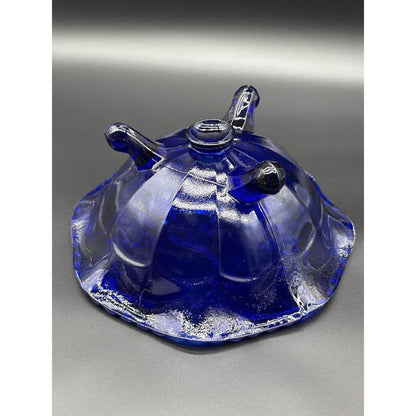 Vintage Fenton Cobalt Blue Stag and Holly 3-Footed Bowl