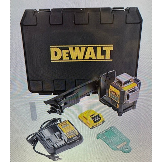 DEWALT 12V MAX Lithi 100 ft. Grn Self-Level 3-Beam 360 Deg Laser Level Kit P-083