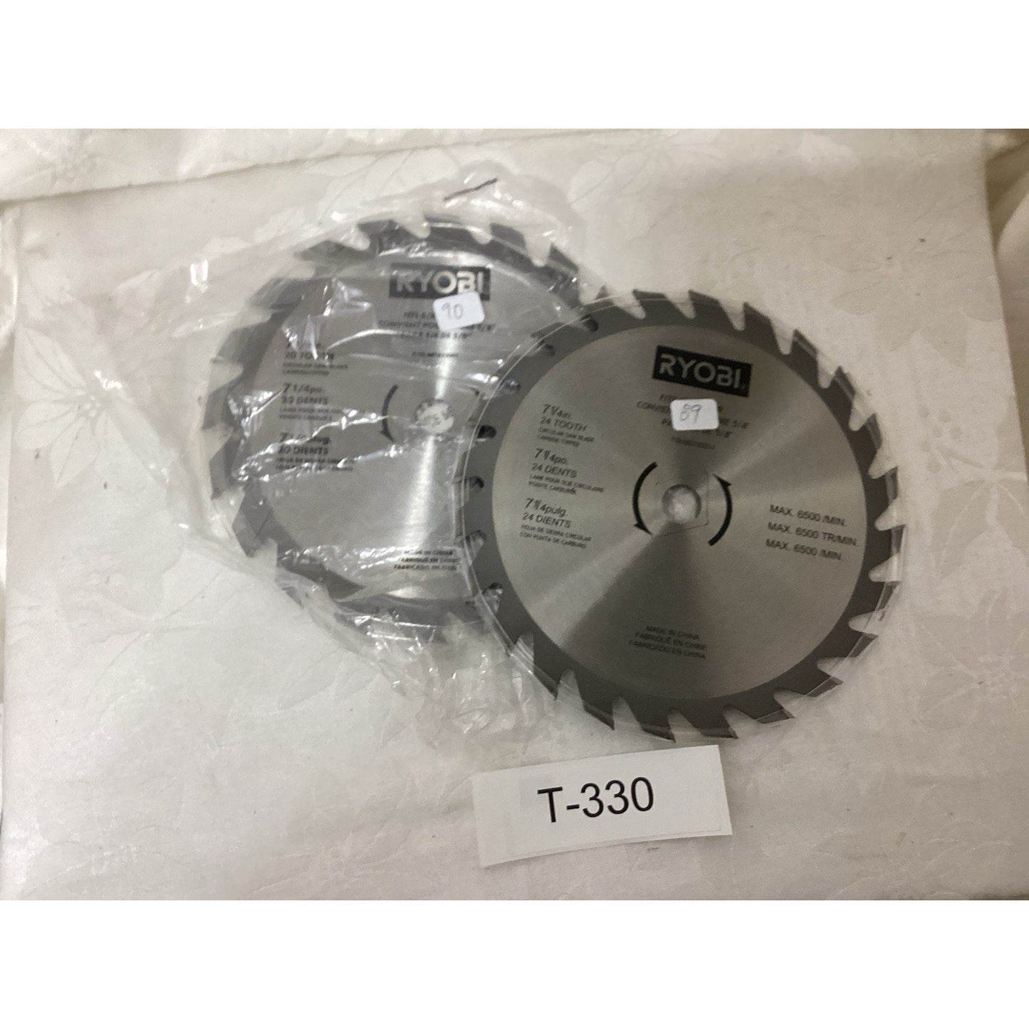 Ryobi 7 1/4 in 24 Tooth Circular Saw Blade 2 Pack Silver Max 6000 RPM T-330