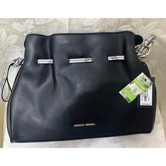Badgley Mischka Vegan Leather black /Snake dumplin bag. B145