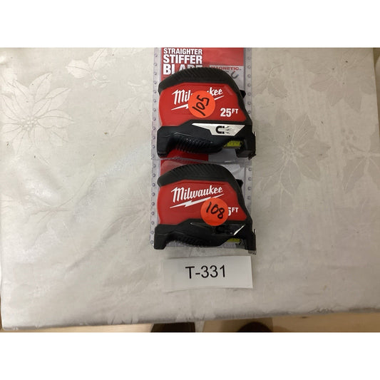 Milwaukee 25 ft Measuring Tape 2 Pack Magnetic Red/Black 48-22-1025MG T-331