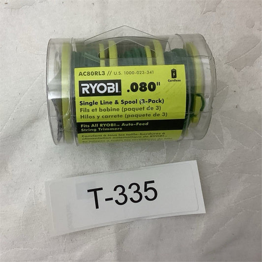 Ryobi AC80RL3 Single Line Spool 0.080" Green 3-Pack for String Trimmer T-335