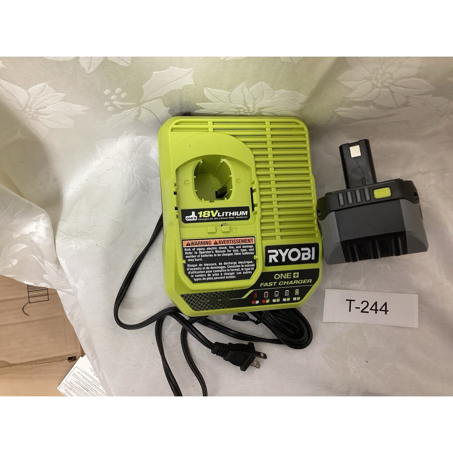Ryobi ONE+ 18V Lithium-Ion Battery 4Ah Green Power Tool Charger Set T-244