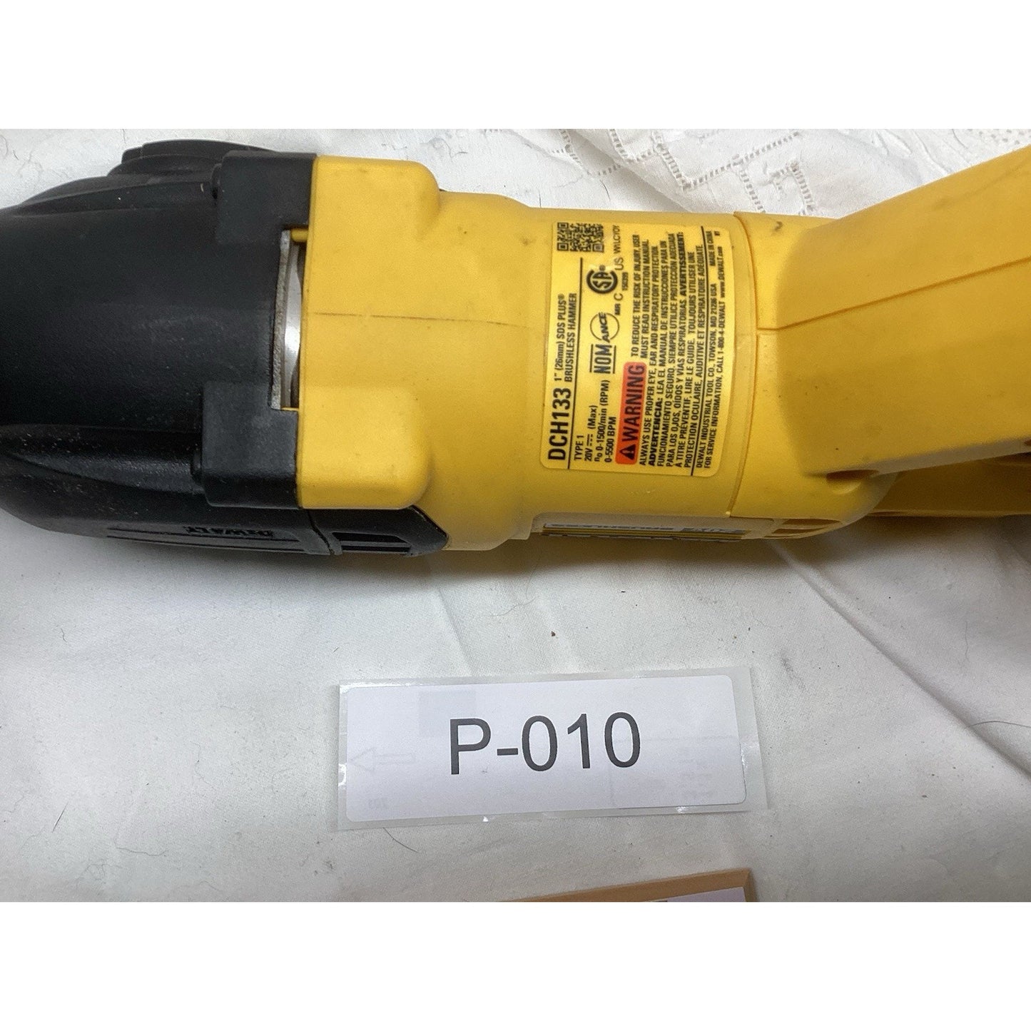 DEWALT DCH133 20V MAX XR Brushless 1‑in SDS‑Plus Rotary Hammer Tool Only P010