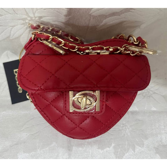 NEW Bebe Quilted Heart Crossbody Bag Red B130-