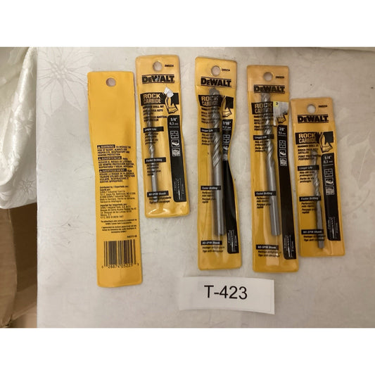 Dewalt Rock Carbide 5 PC, 2-1/4 6in, 1-1/4 Reg,1-3/8, 1-7/16 T-423